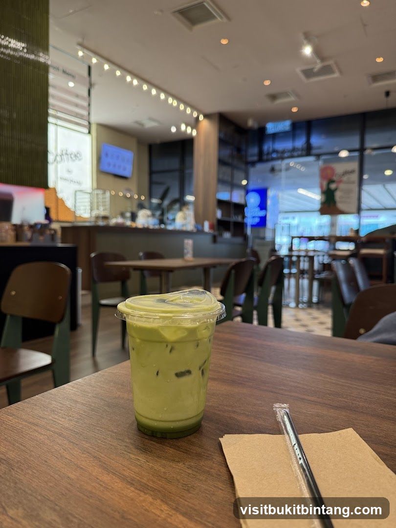 Matcha Latte in a Cafe