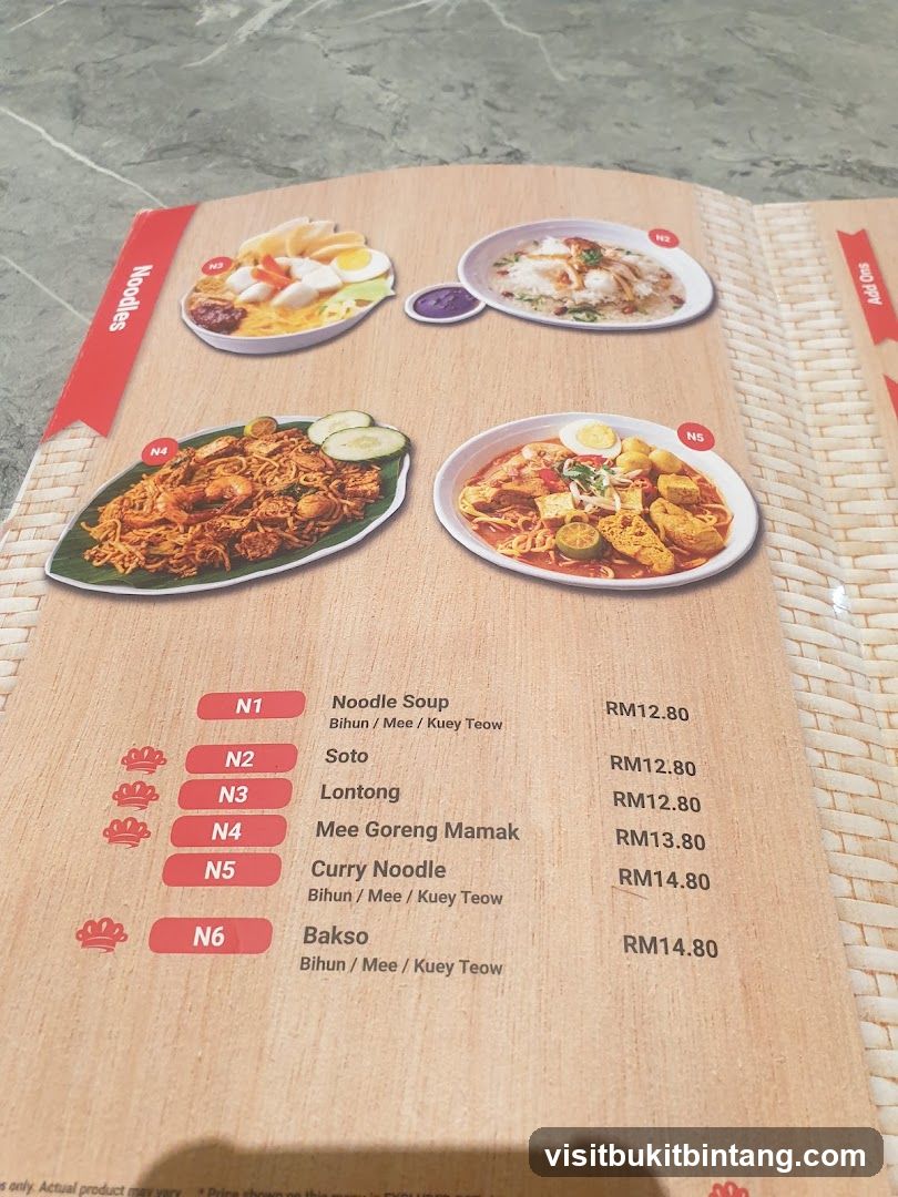 Noodles Menu