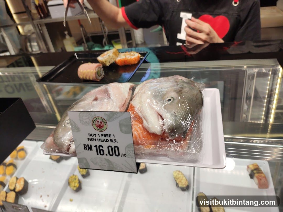 Sushi Display with Fish Head Promotion