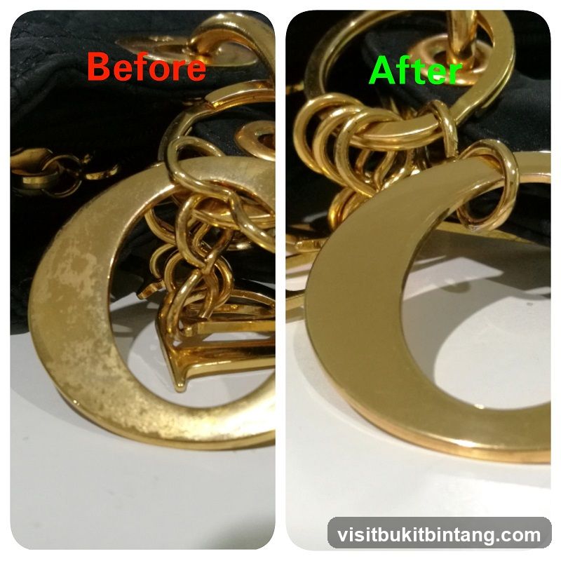 Before and After Cleaning of Gold Hardware