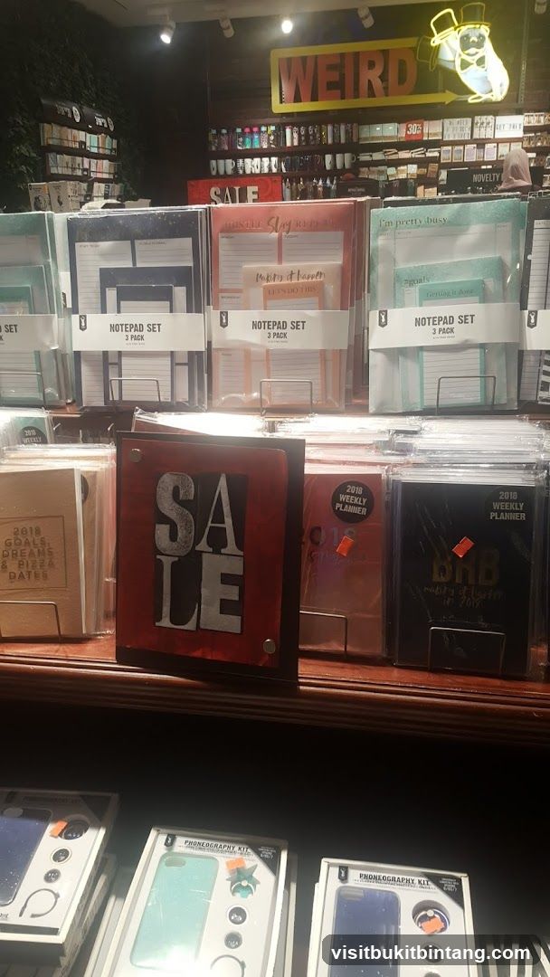 Stationery and novelty items on display