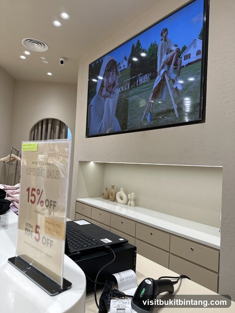 Store Interior with Advertisement and Sale Sign