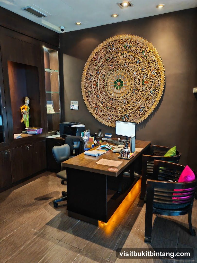 Reception Desk with Decorative Wall Art