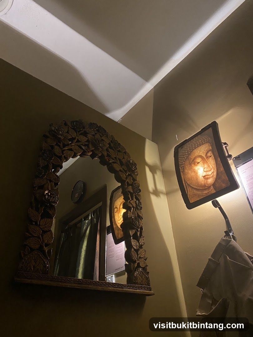 Decorated Mirror and Buddha Lamp