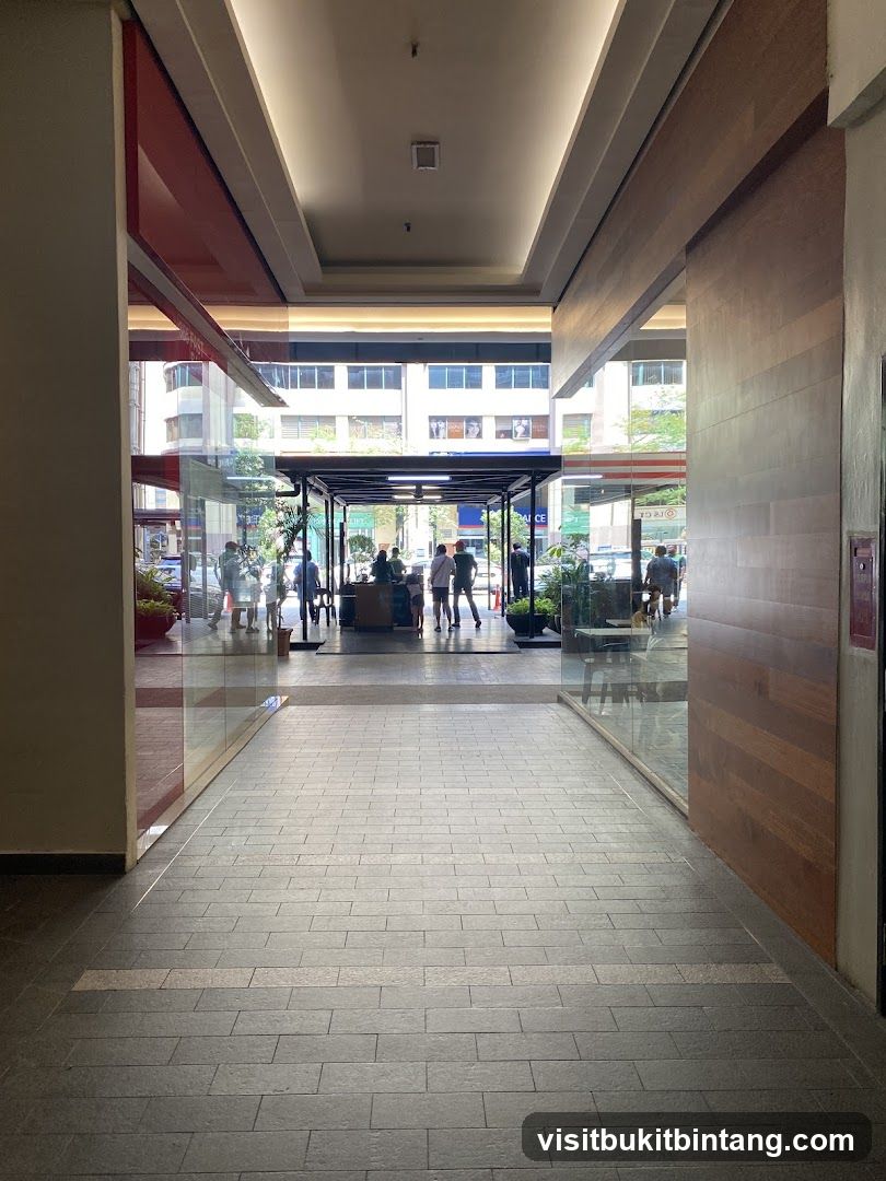 Outdoor walkway with shops