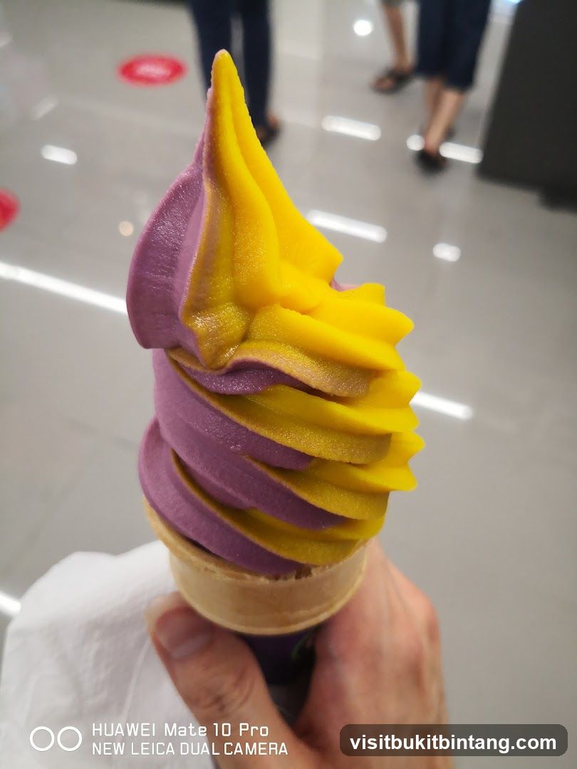Purple and Yellow Soft Serve Ice Cream