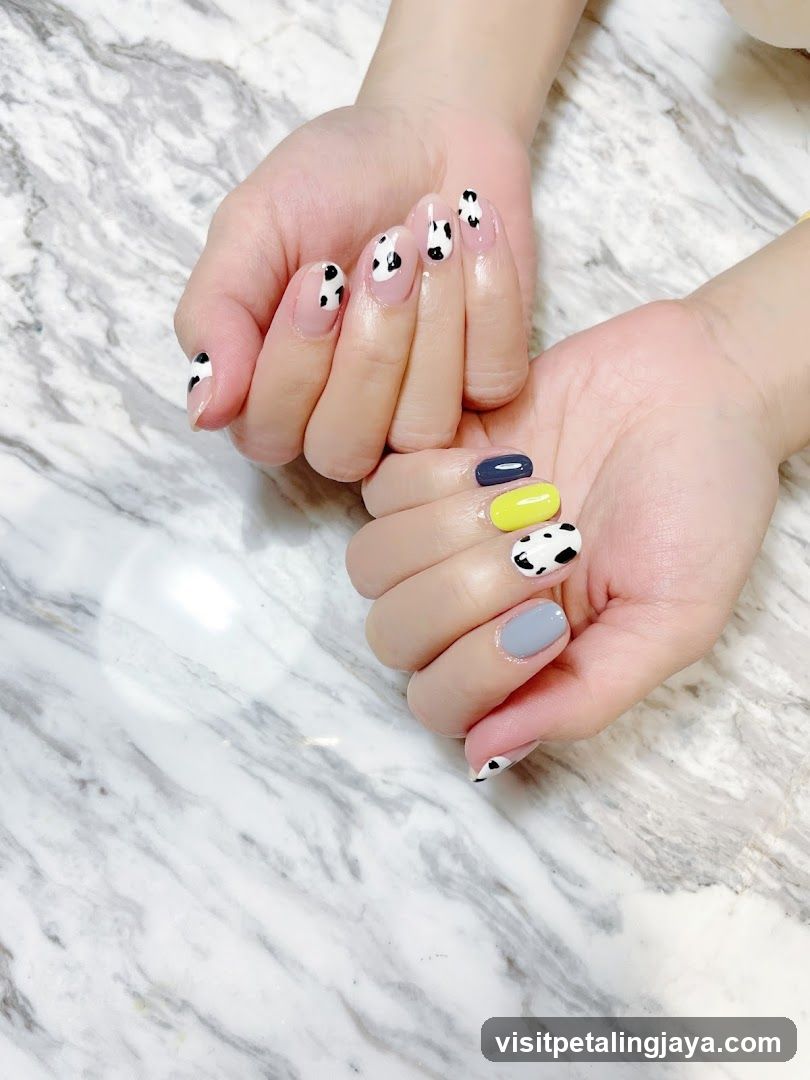 Dalmatian-themed manicure display