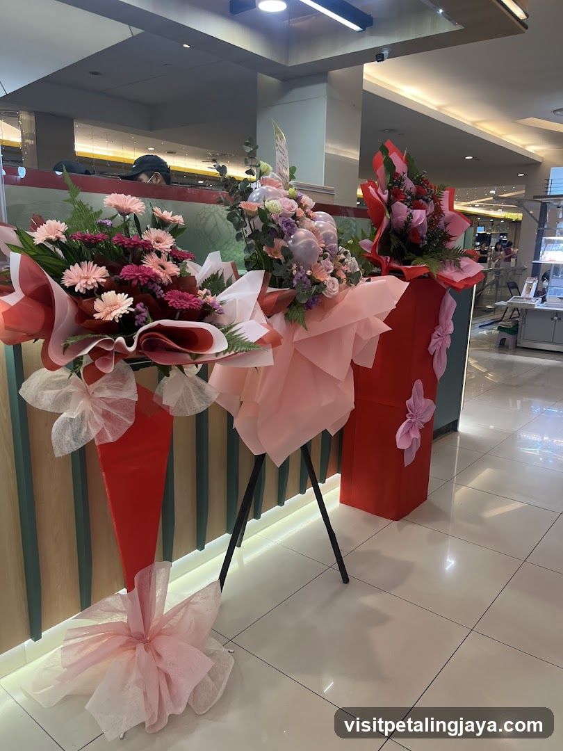 Flower Arrangements in Mall Interior