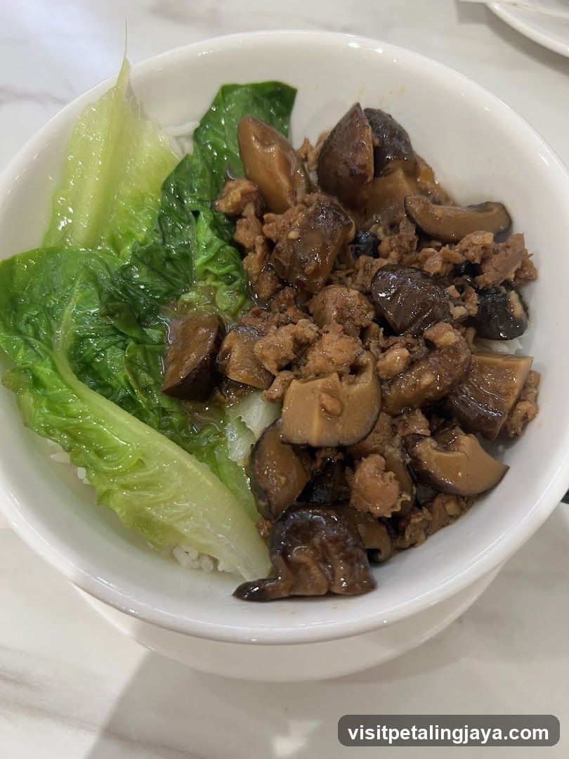Bowl of Rice with Meat and Mushrooms