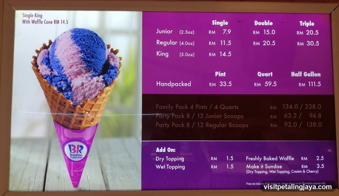 Baskin Robbins Ice Cream Menu