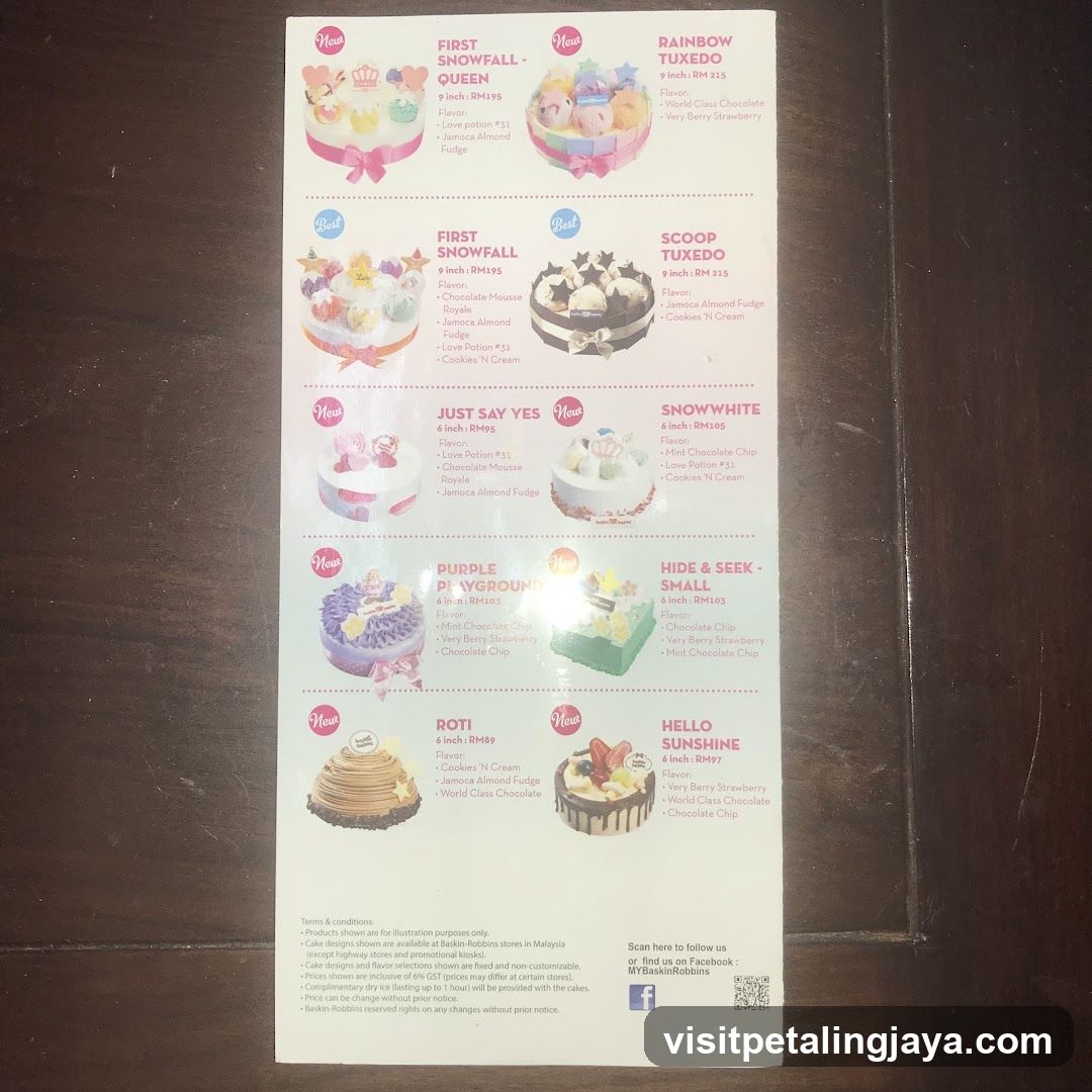 Cake Menu Display