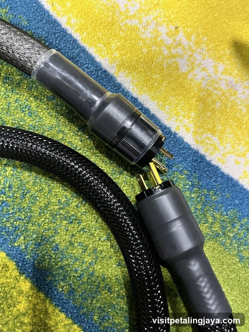 Audio Cables on Fabric Background