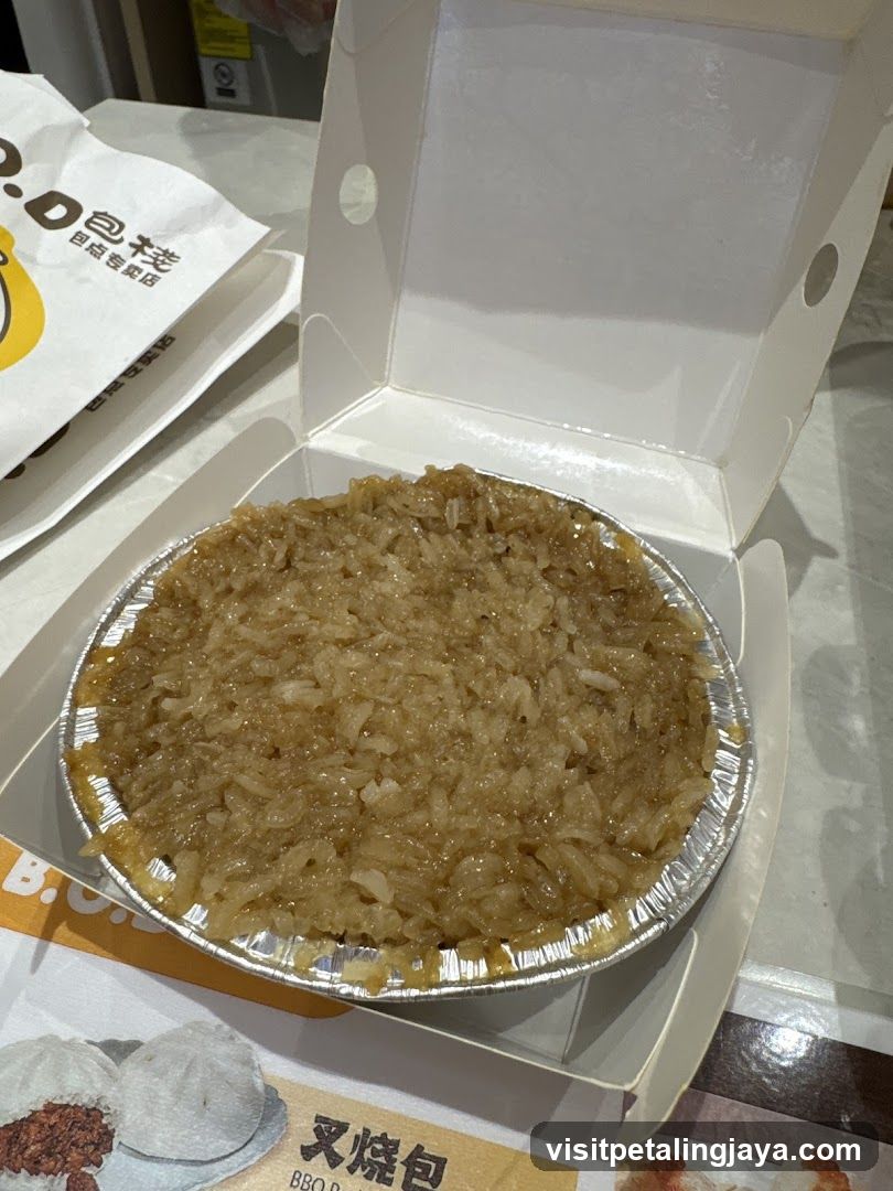 Rice dish in foil container
