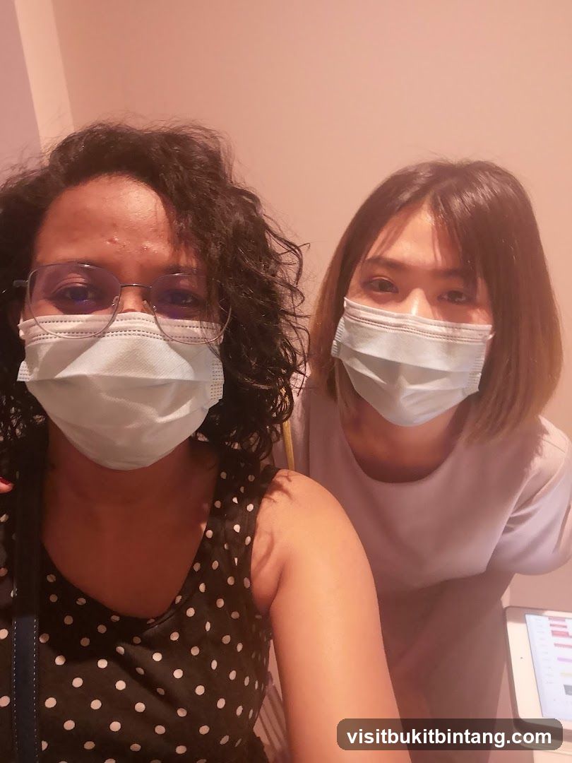 Two women wearing masks