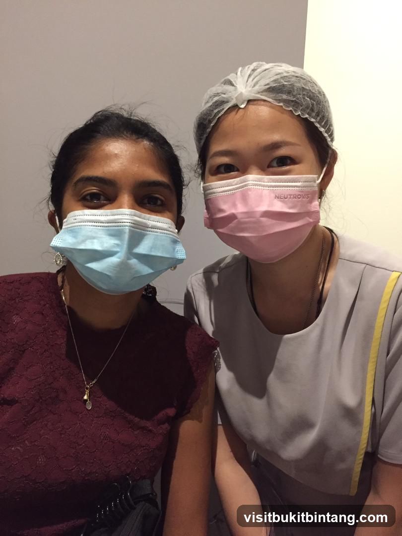 Two women wearing face masks