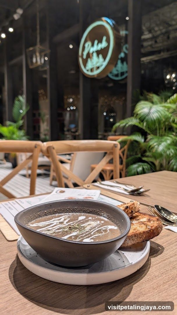 Soup and Toast at Cafe