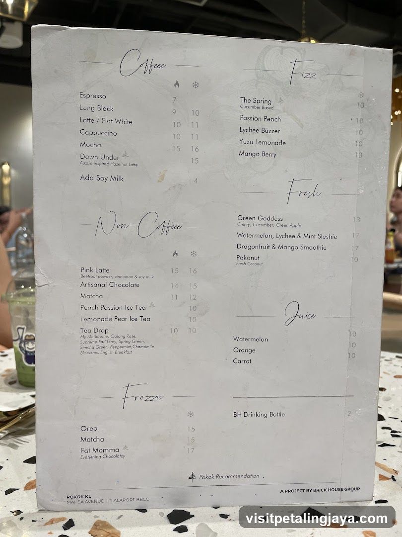 Coffee & Fizz Menu