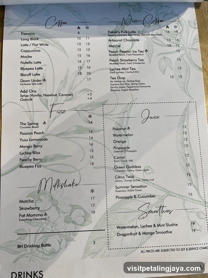 Drinks Menu