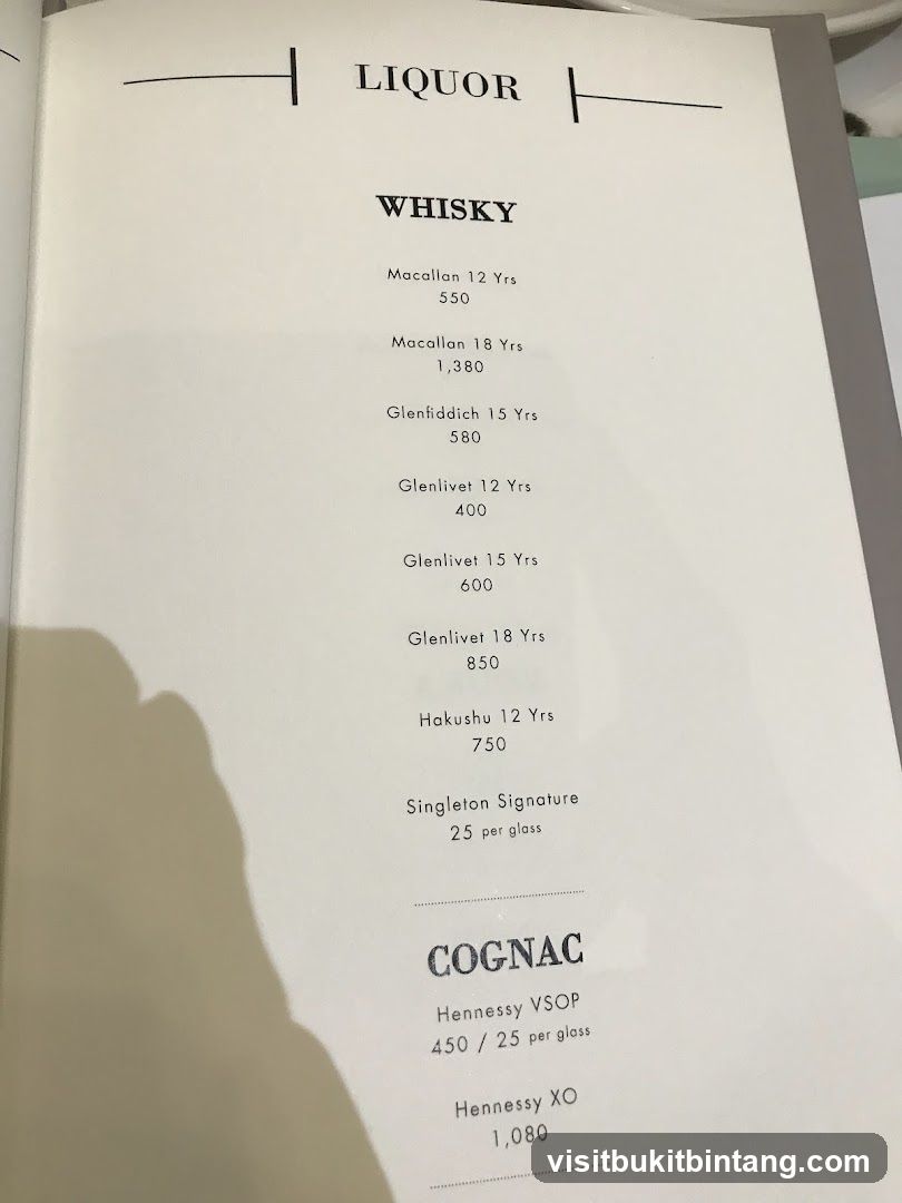 Liquor Menu