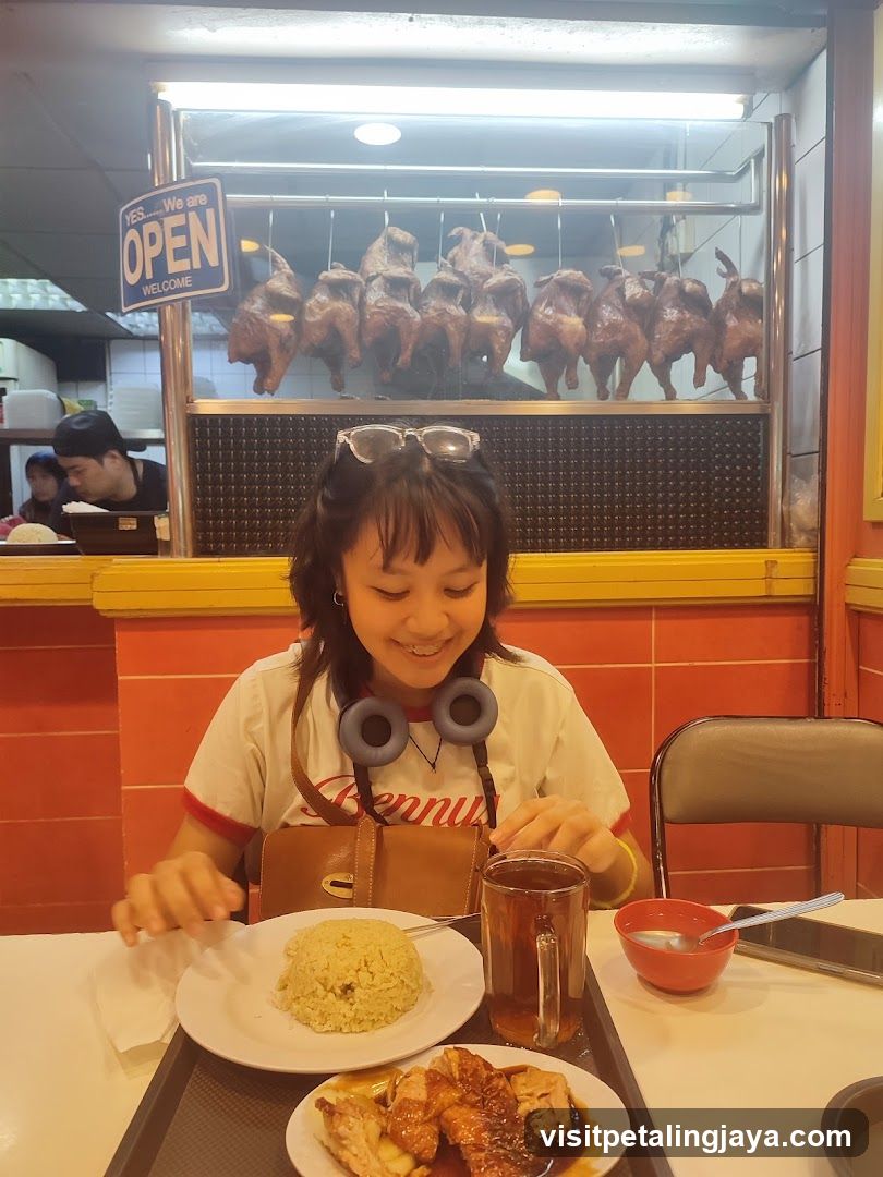 Dining at a roasted chicken restaurant