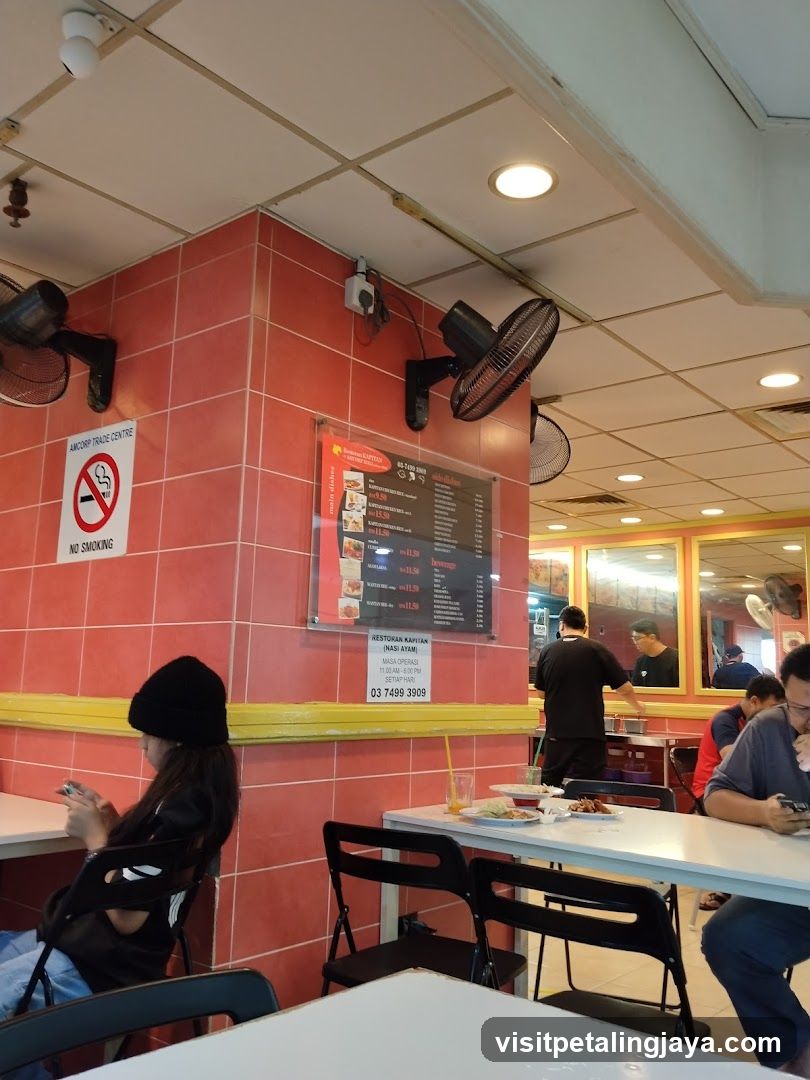 Restaurant Interior with Red Tiled Wall