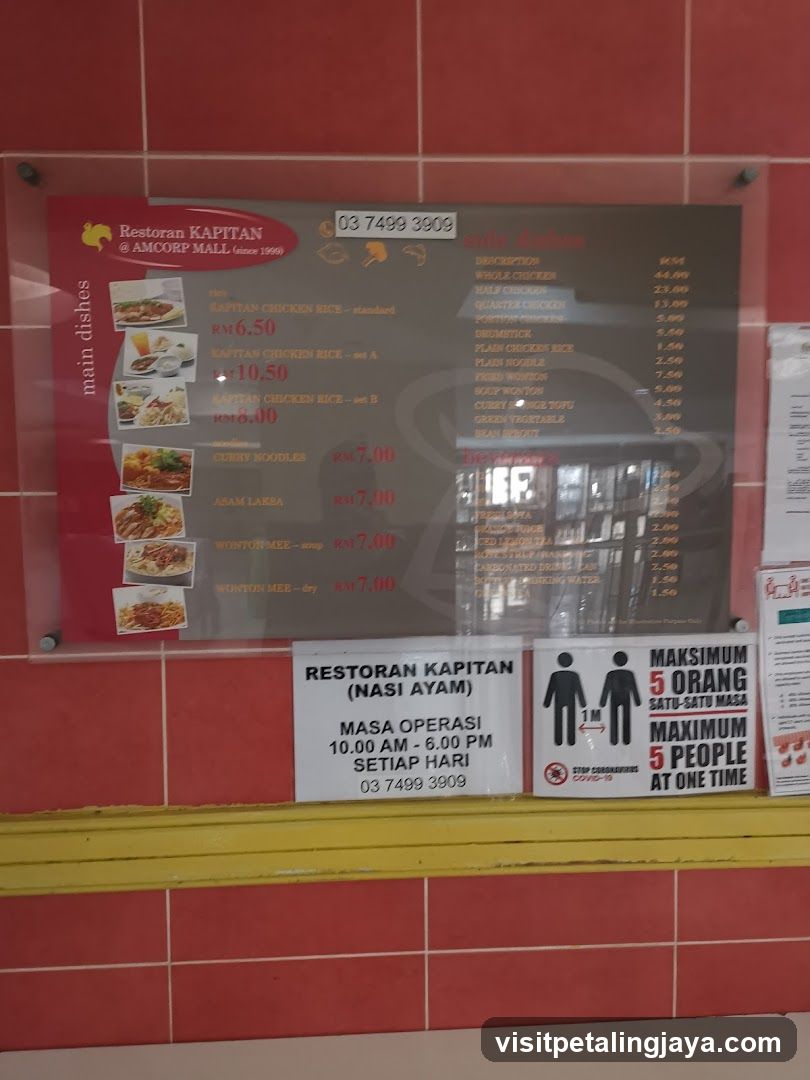 Restoran Kapitan Menu Board