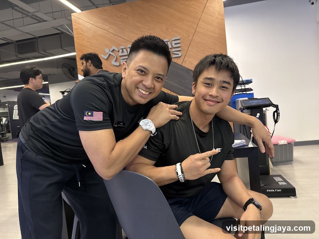 Gym Interior with Staff and Client