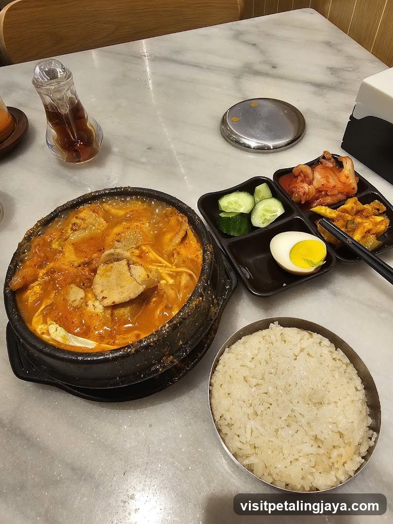 Korean Meal with Rice and Side Dishes