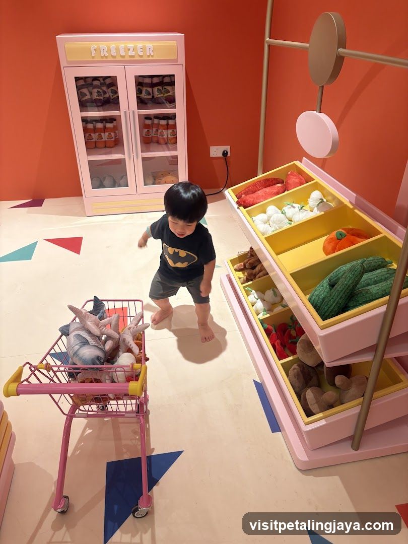Child Playing with Toy Grocery Store