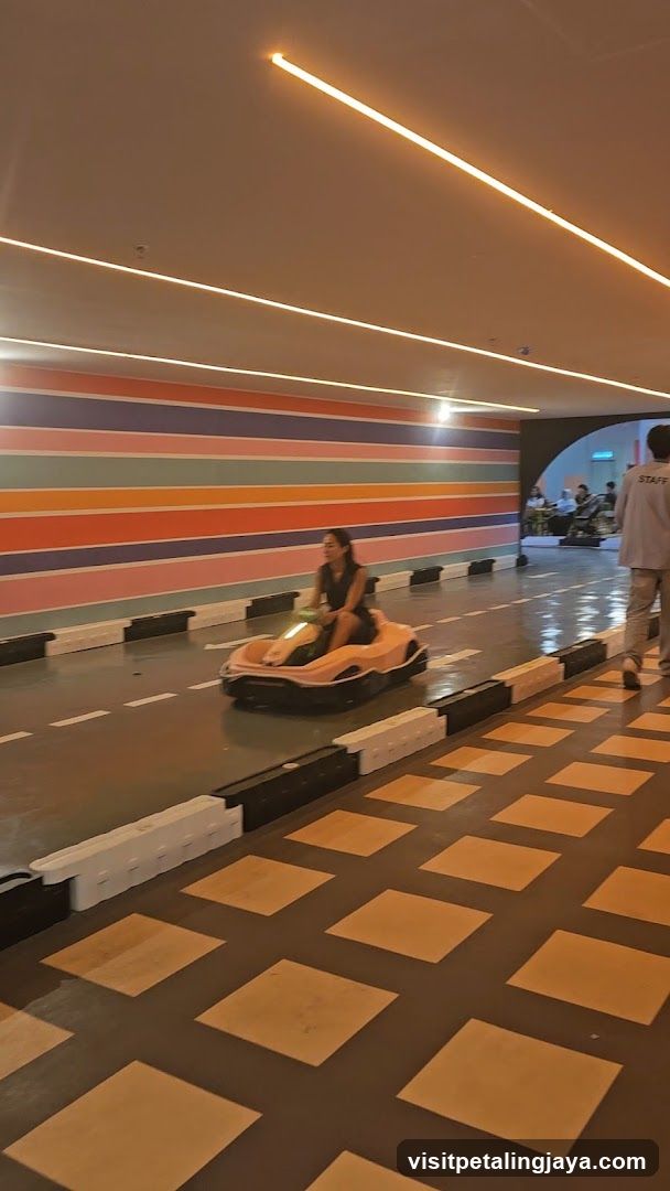 Indoor bumper car ride area
