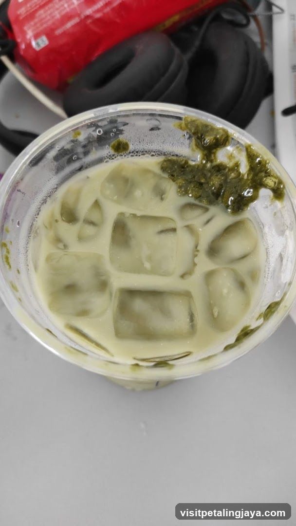 Matcha Latte with Ice Cubes