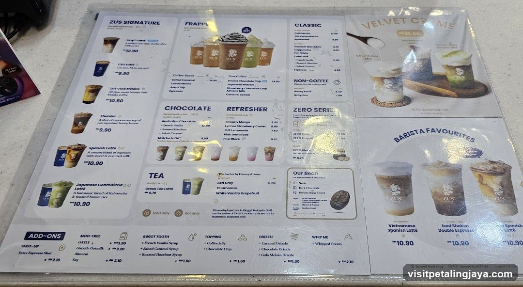Zus Coffee Menu