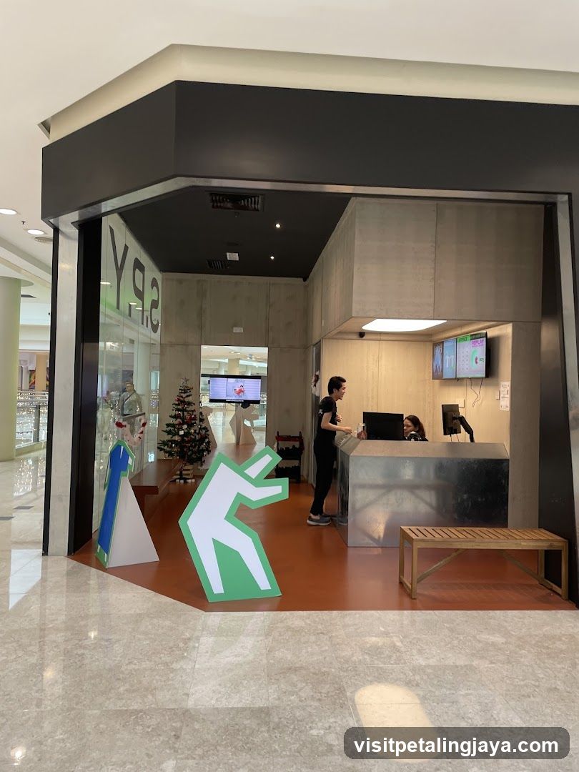 Entrance to a modern retail space with festive decorations