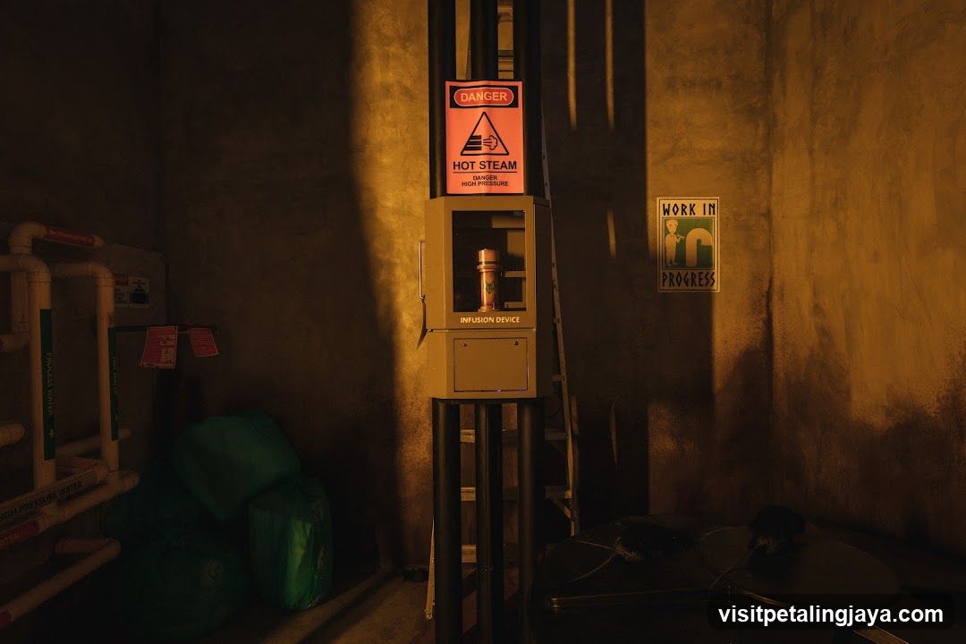 Industrial Room with Warning Signs