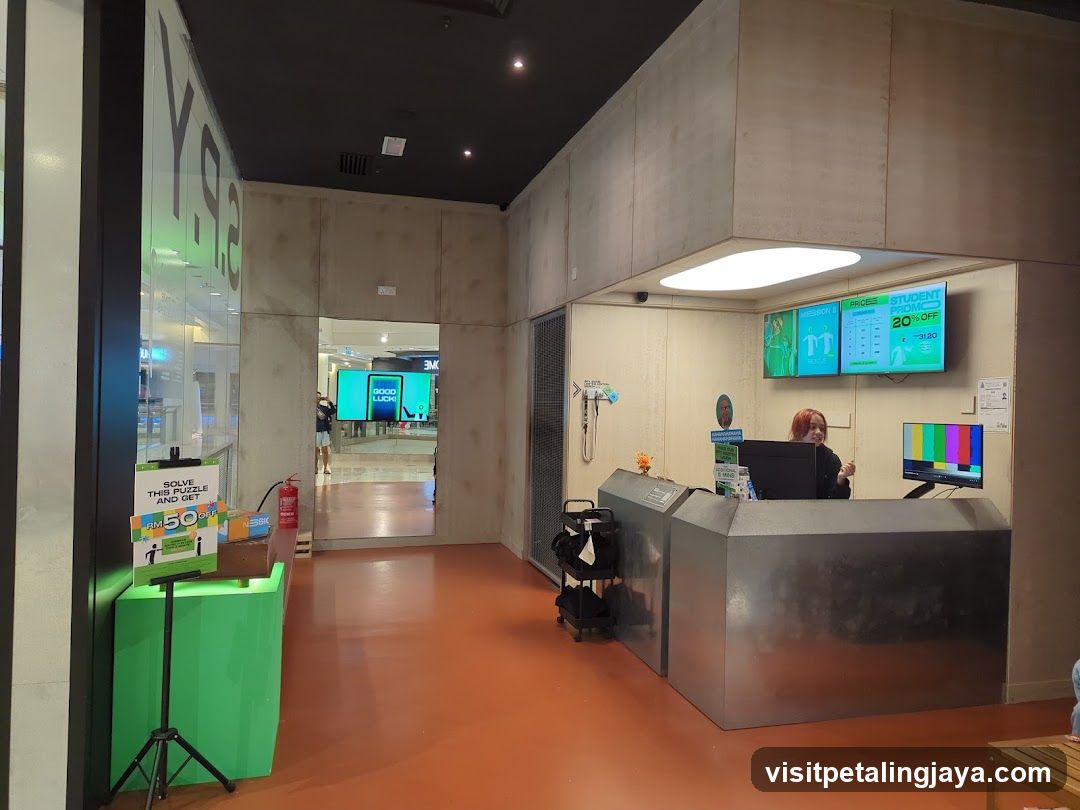 Reception Area with Digital Screens and Signage
