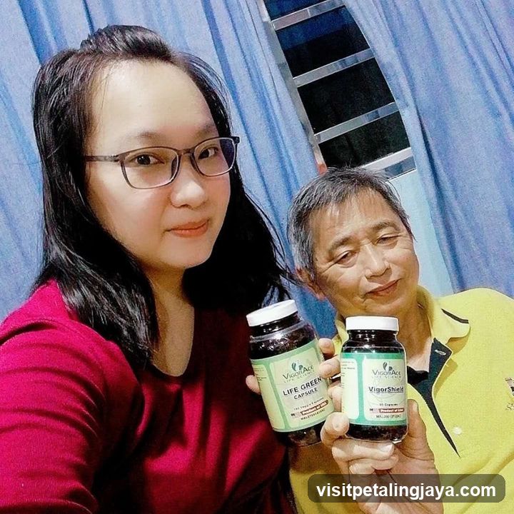 Two people holding supplement bottles