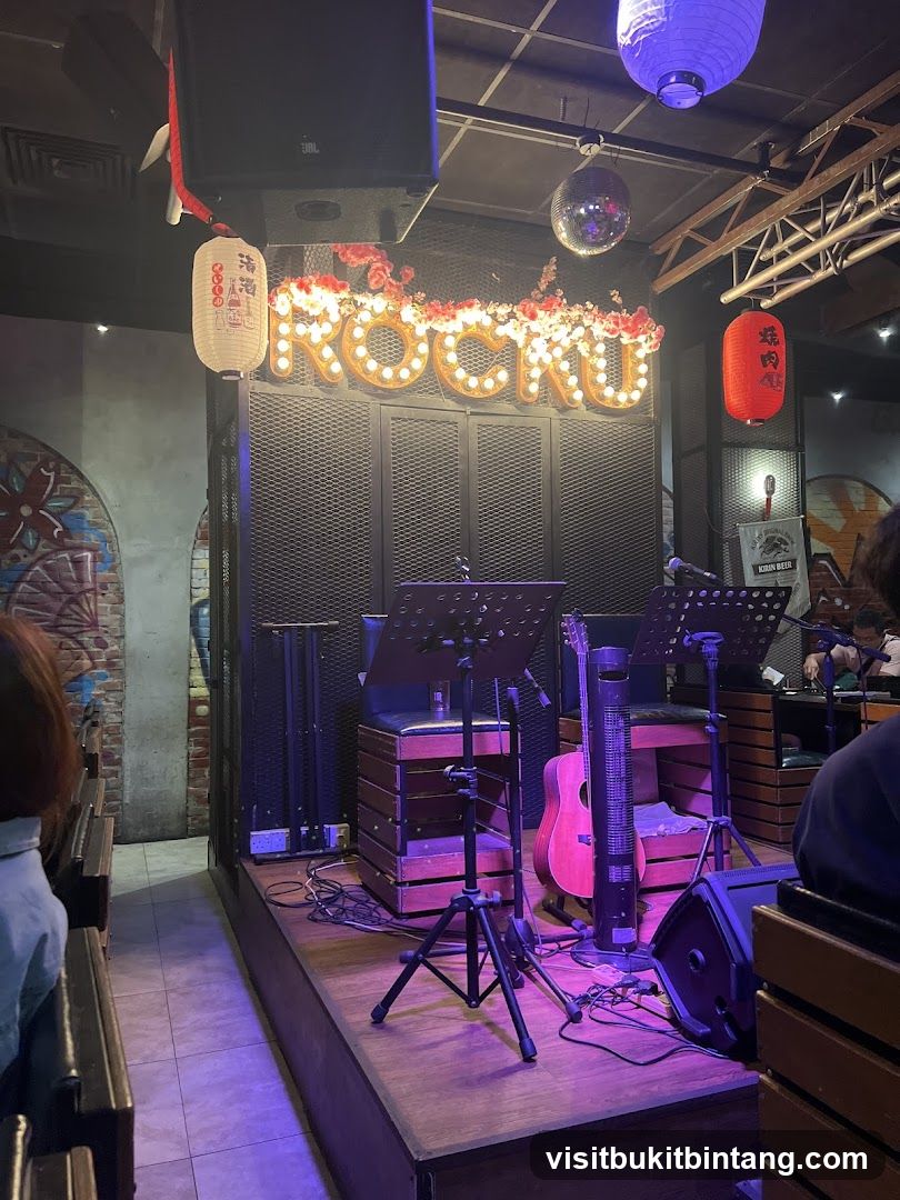 Stage with Musical Instruments and Decor