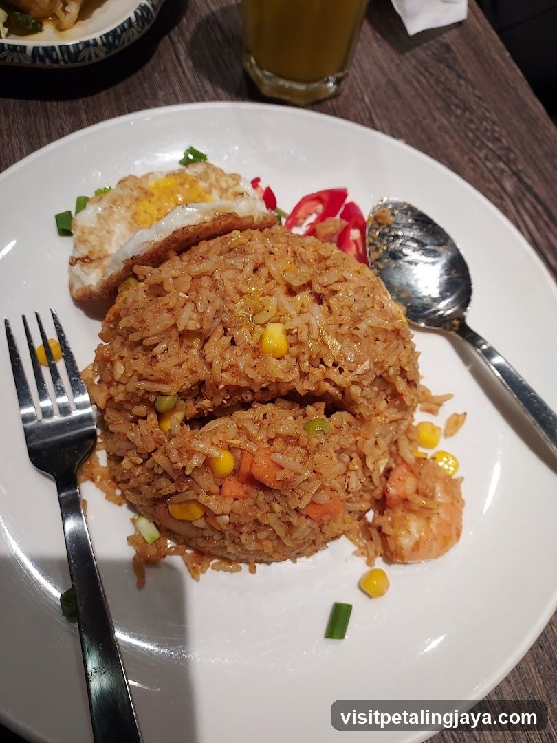 Fried Rice with Fried Egg and Shrimp