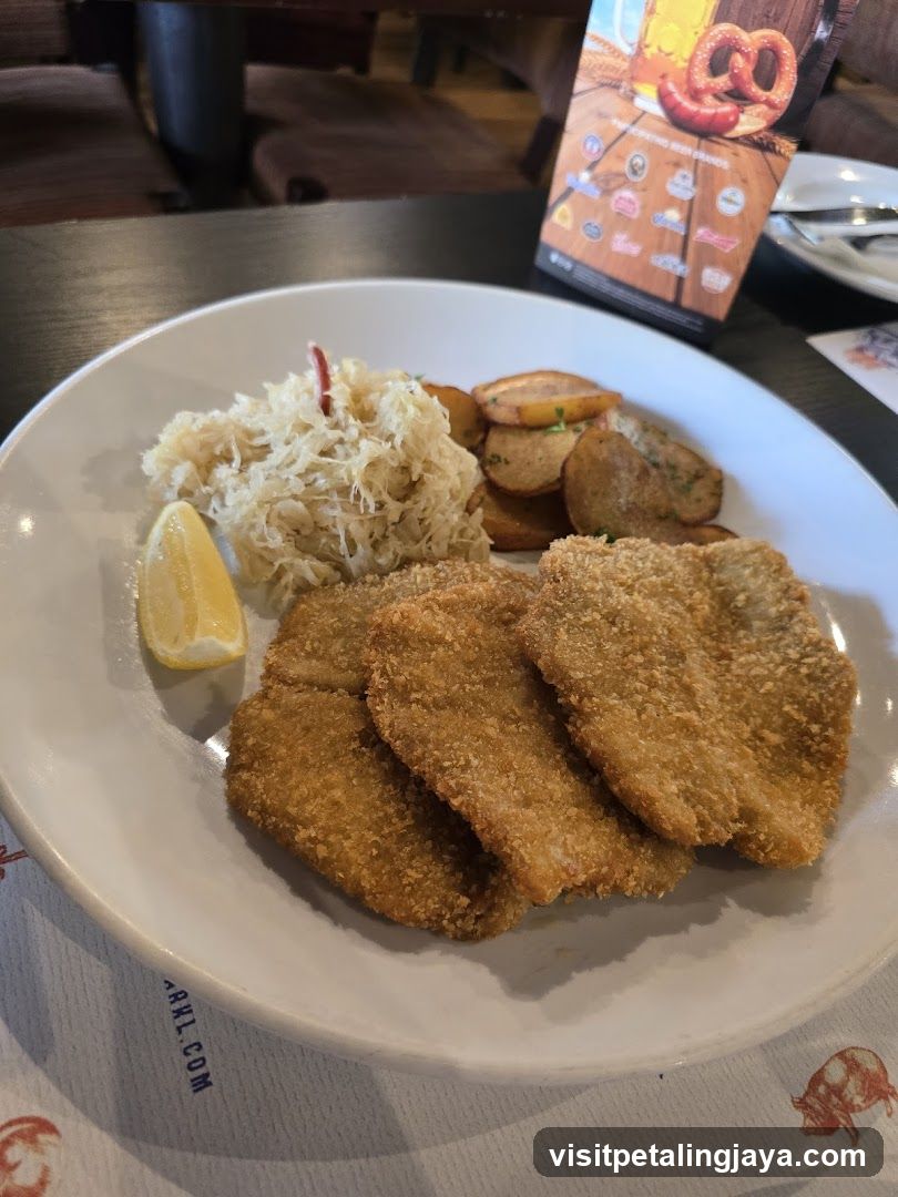 Breaded Meat with Sauerkraut and Potato Chips