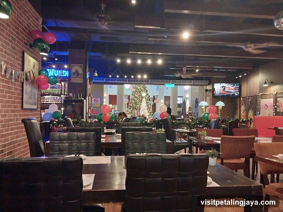 Christmas Decorated Restaurant Interior