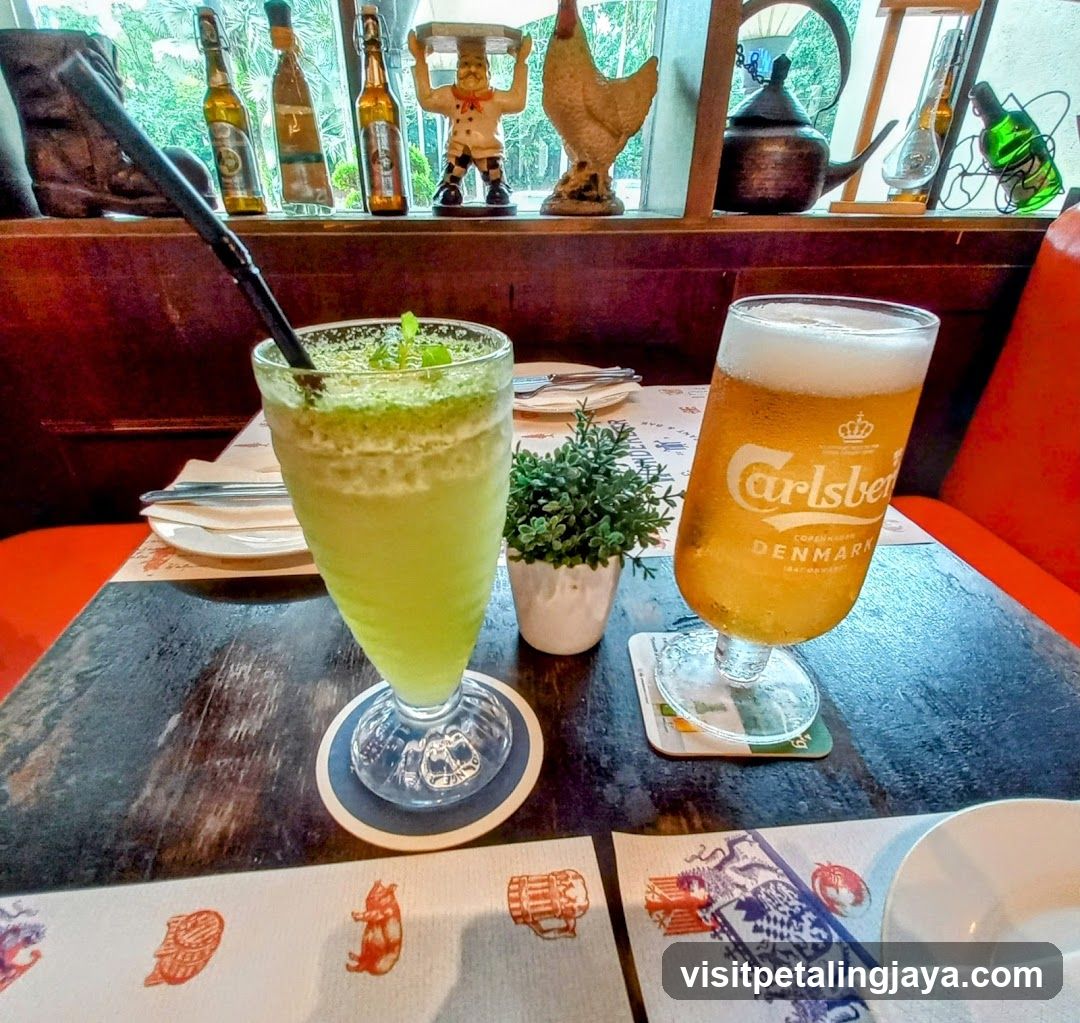 Beer and Drink at Restaurant Table