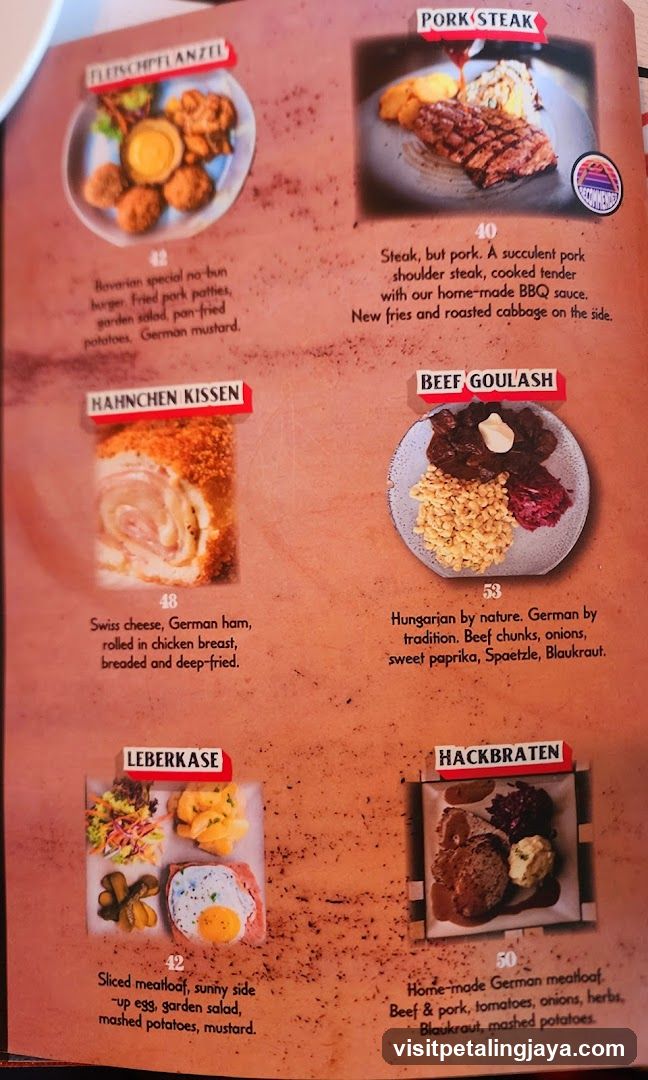 German Cuisine Menu Page