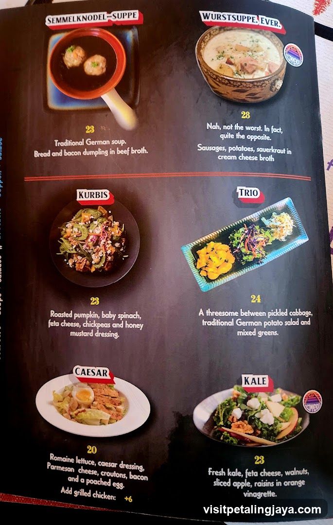 German Soup and Salad Menu Page