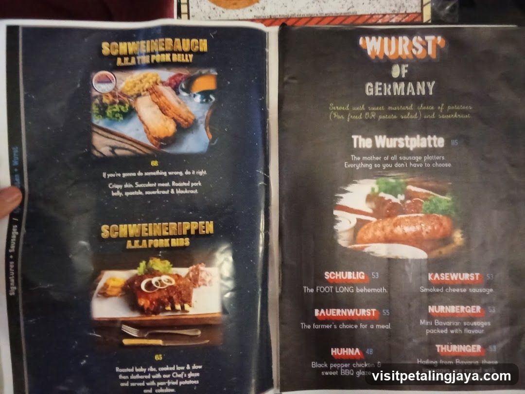 German Sausage Menu