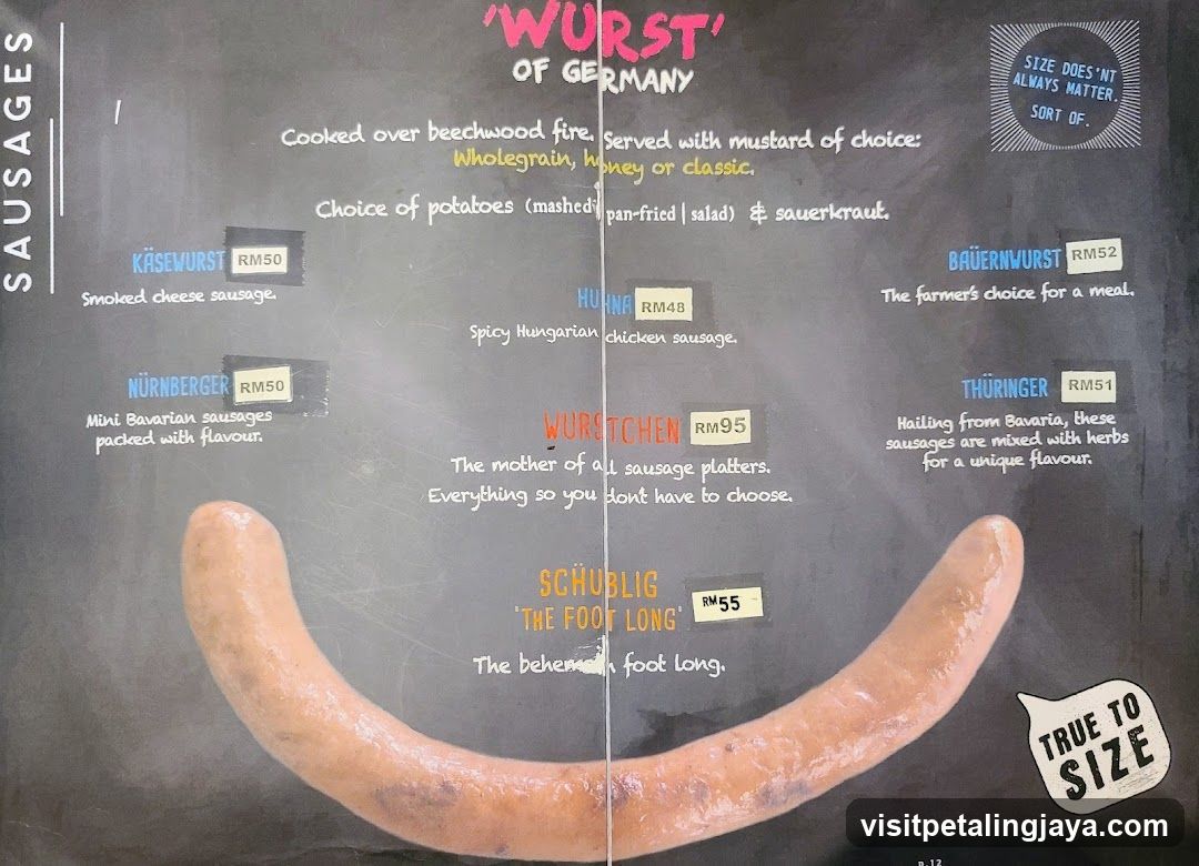 'Wurst' of Germany Sausage Menu