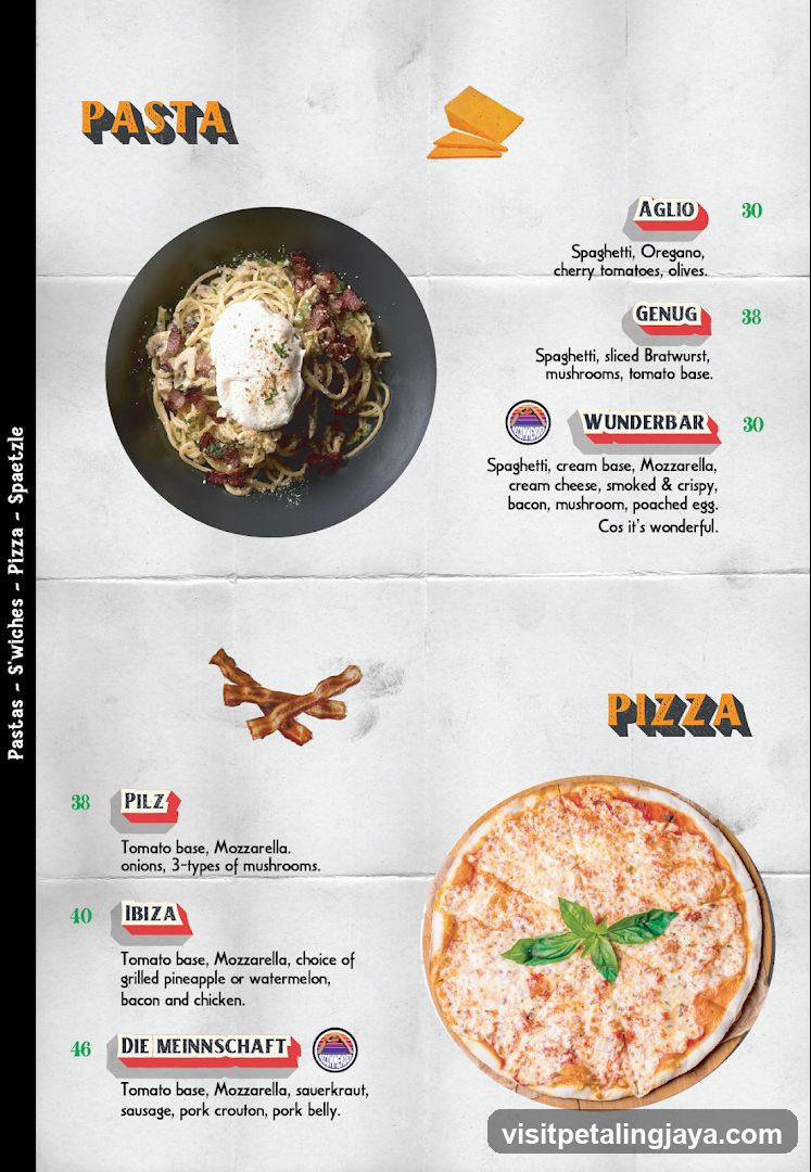 Pasta and Pizza Menu Page