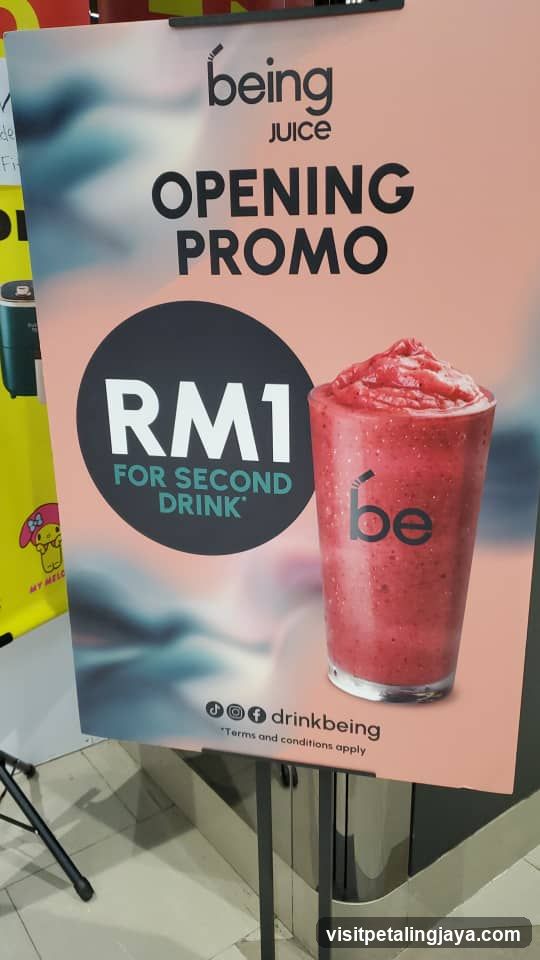 Being Juice Opening Promo Sign