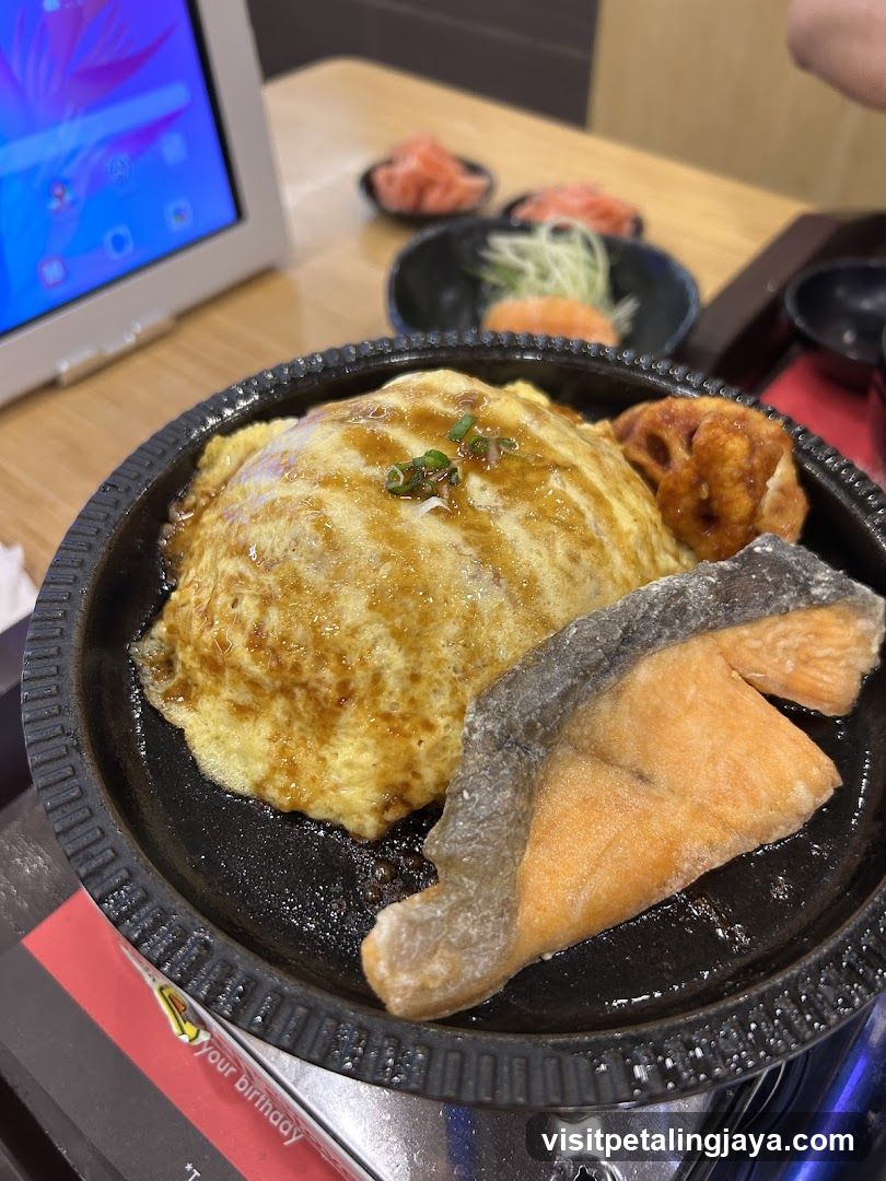 Omelette Rice Dish with Salmon