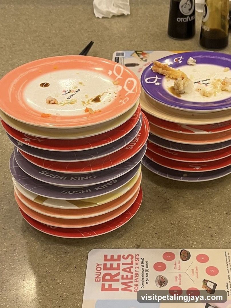 Sushi King Table Setting with Used Plates