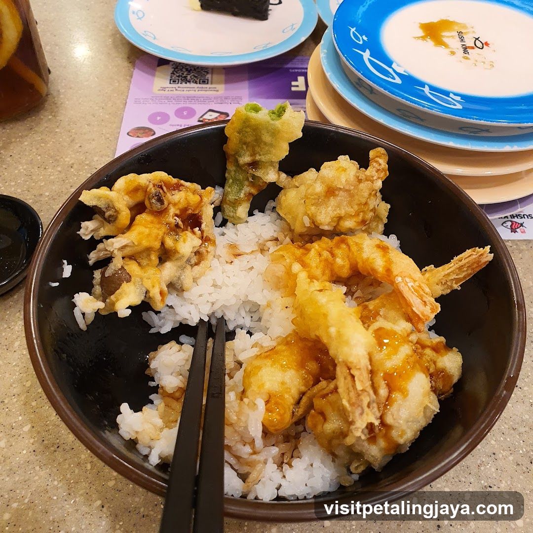 Tempura Rice Bowl with Chopsticks